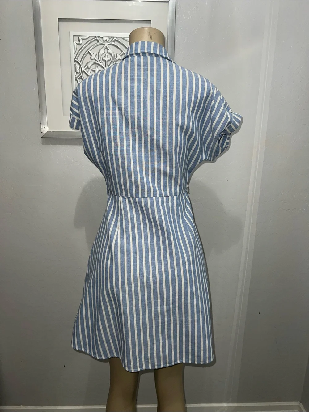 Charlotte Russe Blue & White Striped Button-Up Mini Dress - Picture 3 of 5